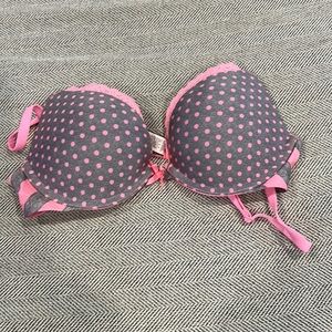 VS pink/grey striped bra, size 32B